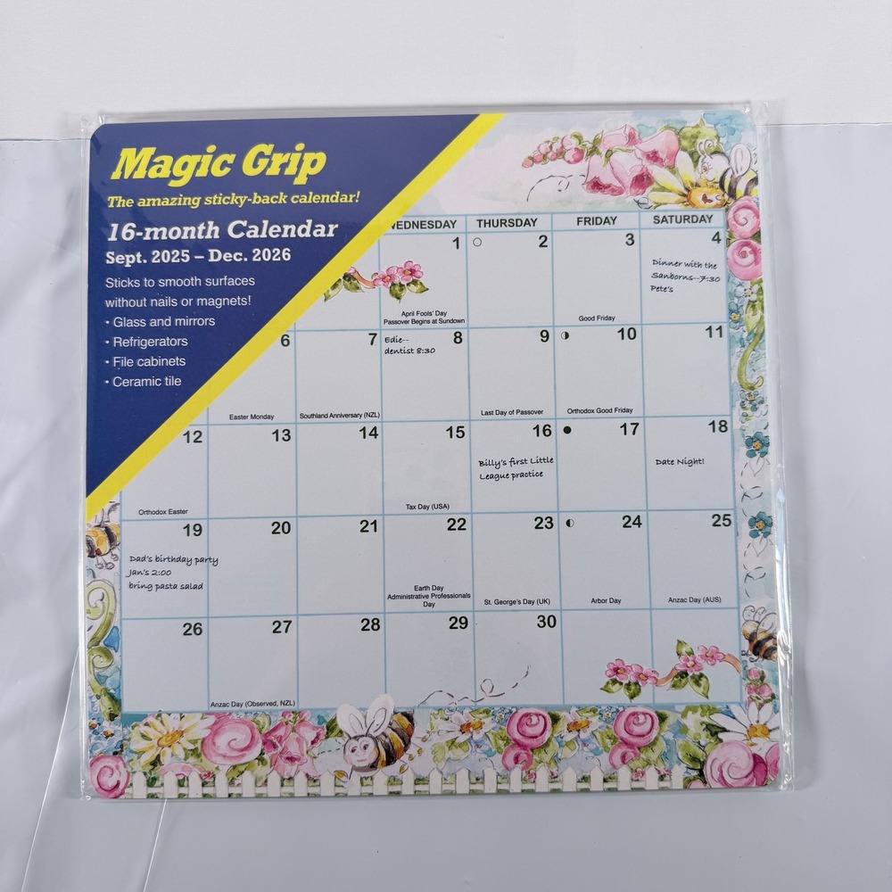 2026‎ Calendar Ink Joyful Seasons Magic Grip 16-Month Wall Calendar 10x10 NWT